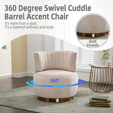 Trikiousd 360 Degree Swivel Barrel Accent Chair Velvet Round Cuddle Sofa Chair