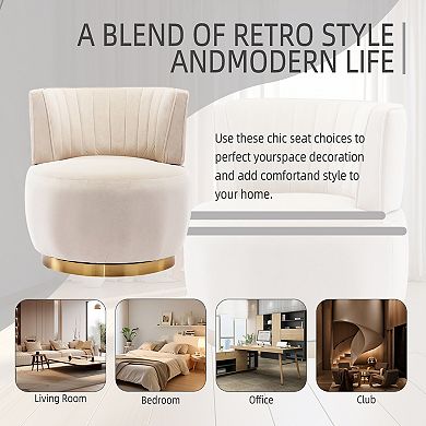 Trikiousd 360 Degree Swivel Barrel Accent Chair Velvet Round Cuddle Sofa Chair