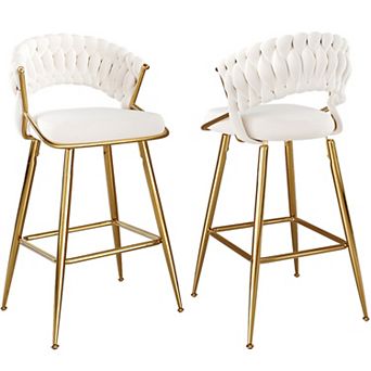 Trikiousd Modern Velvet Counter Stool with Back and Arms Ergonomic Bar Chair