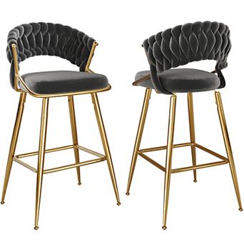 Trikiousd Modern Velvet Counter Stool with Back and Arms Ergonomic Bar Chair