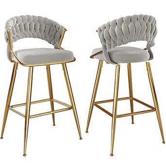Trikiousd Modern Velvet Counter Stool with Back and Arms Ergonomic Bar Chair