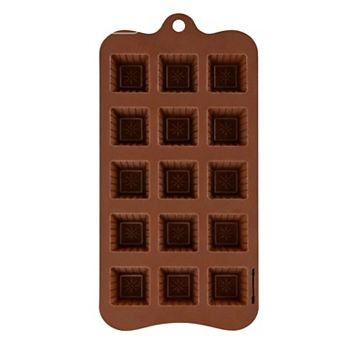Silicone Square Chocolate Drop Mold (4.1 x 8.5 Inch) - Makes 15 Chocolate Drops