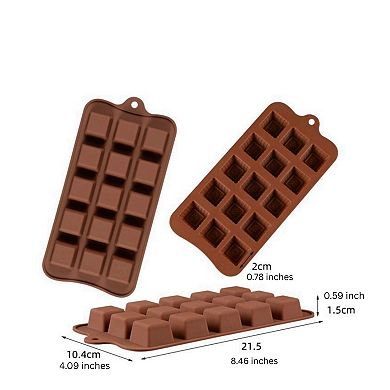 Silicone Square Chocolate Drop Mold (4.1 x 8.5 Inch) - Makes 15 Chocolate Drops