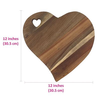 Heart-Shaped Acacia Wood Charcuterie Board