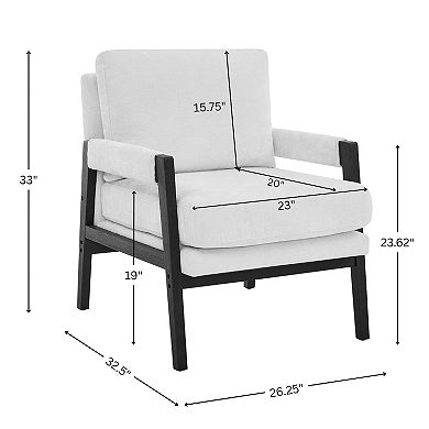 Trikiousd Mid-Century Modern Chenille Accent Armchair with Wood Frame Lounge Chair
