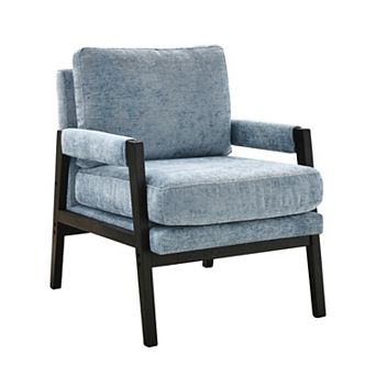 Trikiousd Mid-Century Modern Chenille Accent Armchair with Wood Frame Lounge Chair