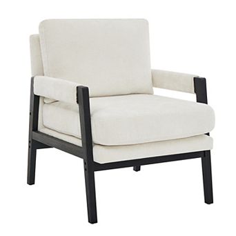 Trikiousd Mid-Century Modern Chenille Accent Armchair with Wood Frame Lounge Chair