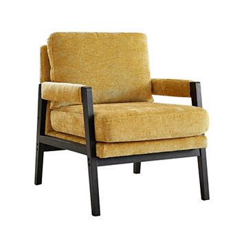 Trikiousd Mid-Century Modern Chenille Accent Armchair with Wood Frame Lounge Chair