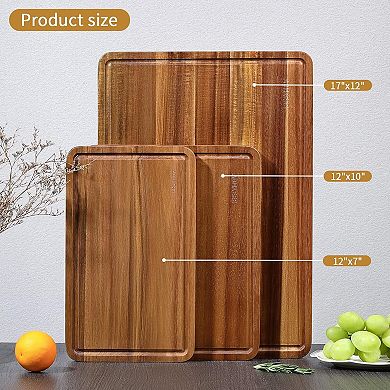 Set of 3 Thick Wooden Cutting Boards