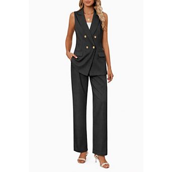 Women Wide Leg Pant Suit Set
