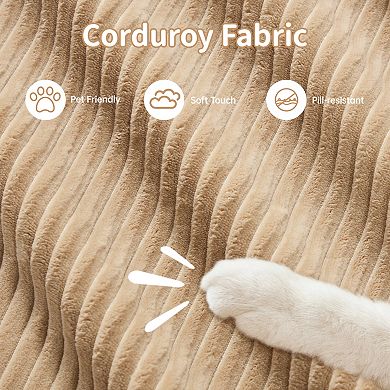 Trikiousd Modular Corduroy Loveseat Sofa 82" Curved Arm Cloud Couch with Anti-Slip Base