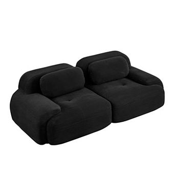 Trikiousd Modular Corduroy Loveseat Sofa 82" Curved Arm Cloud Couch with Anti-Slip Base