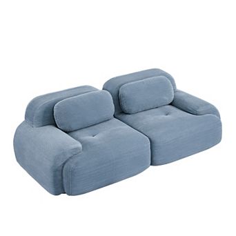 Trikiousd Modular Corduroy Loveseat Sofa 82" Curved Arm Cloud Couch with Anti-Slip Base