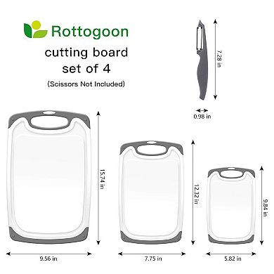 4-Piece Plastic Chopping Board Set, Gray