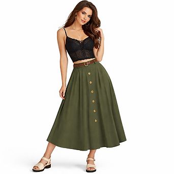 High Waist Vintage Flared Skirt
