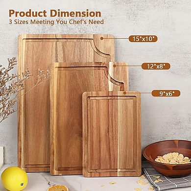 Organic Acacia Wood Cutting Board Set