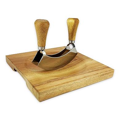 Acacia Wood Mezzaluna Cutting Bowl