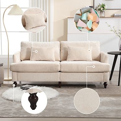 Trikiousd Mid Century Modern Chenille 2-Seat Loveseat Sofa Upholstered Couch