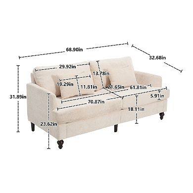 Trikiousd Mid Century Modern Chenille 2-Seat Loveseat Sofa Upholstered Couch