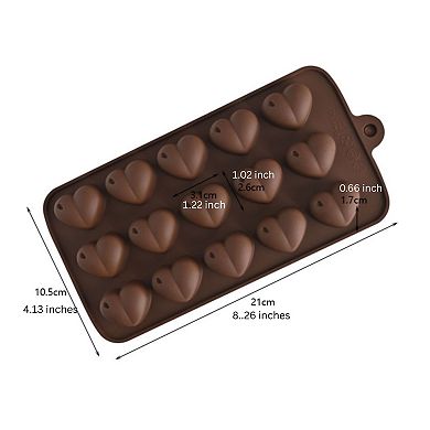 Silicone Heart Design Chocolate Drop Mold (4.1 x 8.3 Inch) - Makes 15 Chocolate Drops