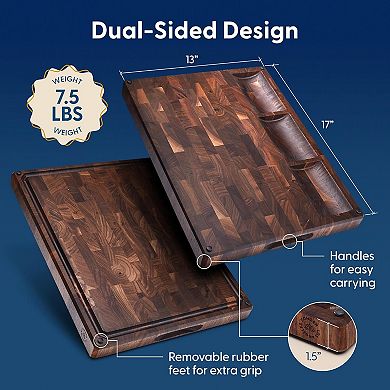 USA-Made Black Walnut Cutting Board with Juice Groove