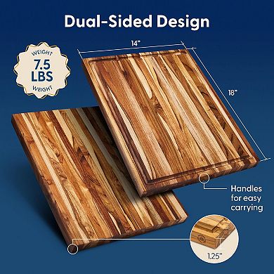 Reversible Laurel Teak Cutting Board with Juice Groove