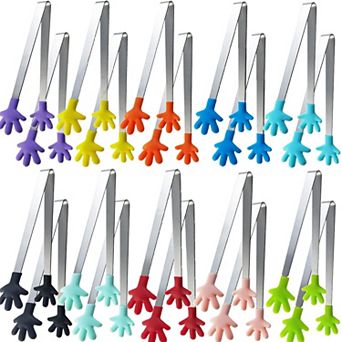 20 pc Mini Silicone Tongs, 5Inch Hand-Shaped Kids Tongs for Serving Food, Ice, Fruits, BBQ