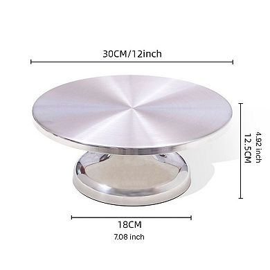 12" Premium Stainless Steel Revolving Cake Decorating Turntable Stand with 360 Rotation