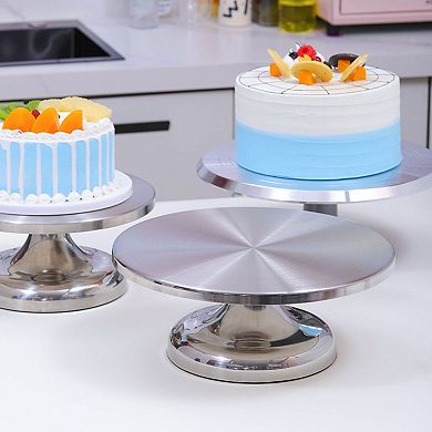 12" Premium Stainless Steel Revolving Cake Decorating Turntable Stand with 360 Rotation