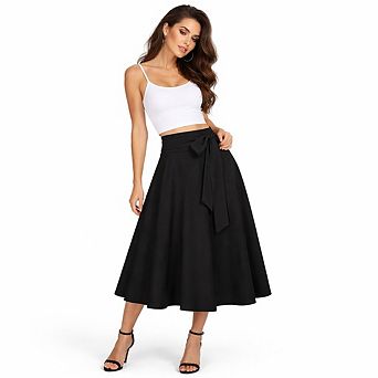 Women's High-Waist Pocket Midi Skirt