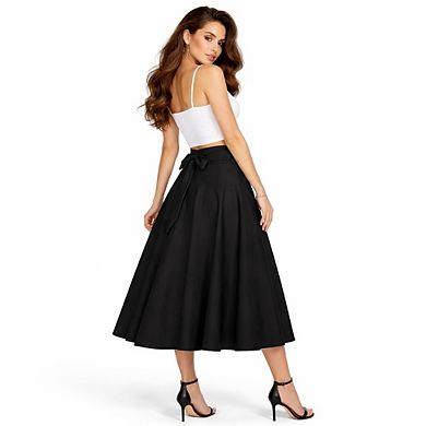 Women's High-Waist Pocket Midi Skirt