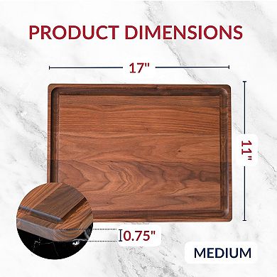 Black Walnut Cutting Board with Juice Well (17x11) Sustainable Hardwood"
