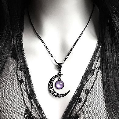 Punk Style Black Moon Pendant Necklace