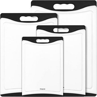 Set of 4 Black Plastic Cutting Boards with Juice Grooves & Handles