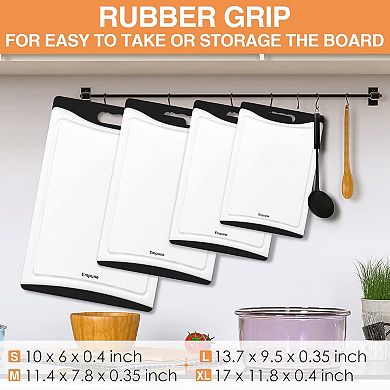 Set of 4 Black Plastic Cutting Boards with Juice Grooves & Handles