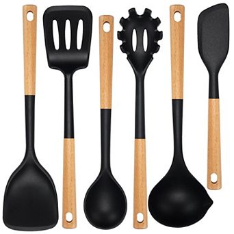 6 pc Black Non-Stick Silicone Utensil Set