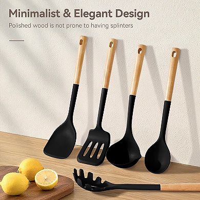 6-Pc Black Non-Stick Silicone Utensil Set