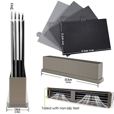 4-Pc Plastic Chopping Board Set with Stand