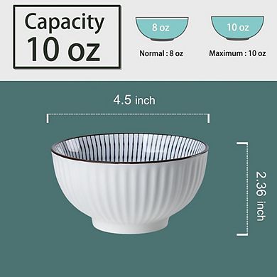 Small Ceramic Bowls Set of 6, 10 oz, Microwave & Dishwasher Safe