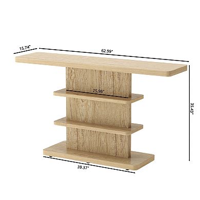 Trikiousd Narrow Console Table with 2 Tier Open Storage Shelves Entryway Sofa Table