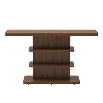 Trikiousd Narrow Console Table with 2 tier Open Storage Shelves Entryway Sofa Table