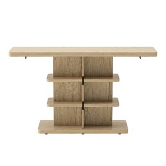 Trikiousd Narrow Console Table with 2 tier Open Storage Shelves Entryway Sofa Table