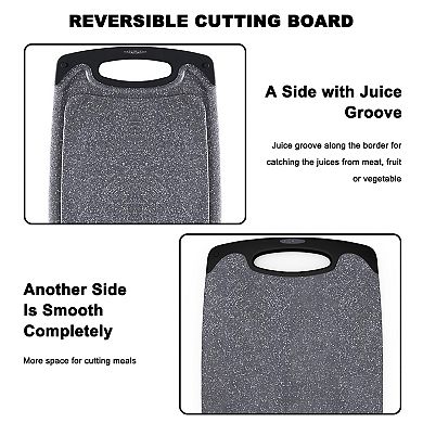Set of 3 XL Plastic Cutting Boards with Juice Grooves