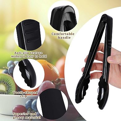 24-Piece Heavy Duty Plastic Tongs Set, 9-Inch Reusable/Disposable for Serving, BBQ, Buffet