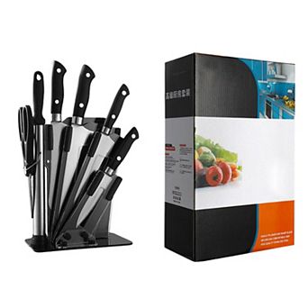 7 pc Stainless Steel Knife Set with Plastic Block and Handle