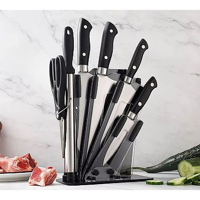 7-Piece Stainless Steel Knife Set with Plastic Block and Handle