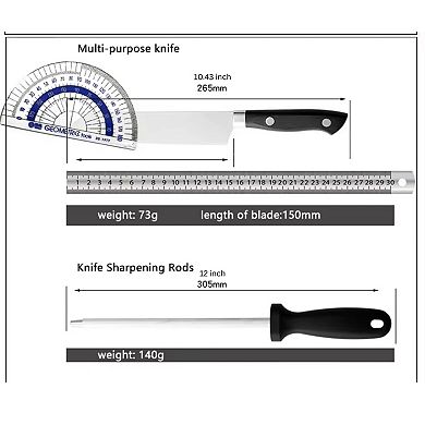 7-Piece Stainless Steel Knife Set with Plastic Block and Handle