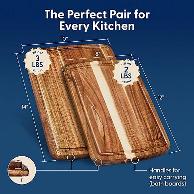 Acacia Cutting Board Set with Juice Groove