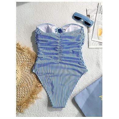 Striped One Piece Bandeau Bathing Suit