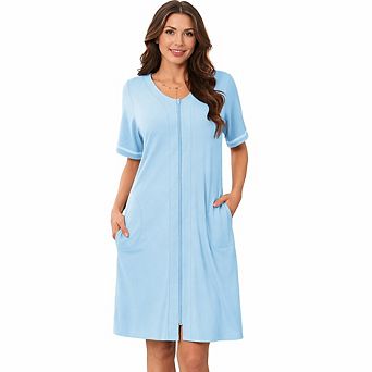 Women Soft Zip Front Robe